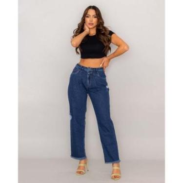 Imagem de CALÇA JEANS FEMININA SLOUCHY RASGADA COM BARRA DESFIADA-Feminino