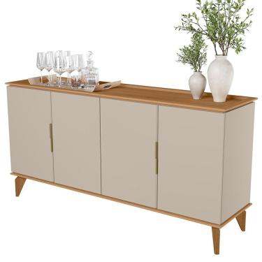 Imagem de Aparador Buffet Para Sala De Jantar 4 Portas 160cm Dante L05 Jequitibá Off White Fosco - Lyam Decor