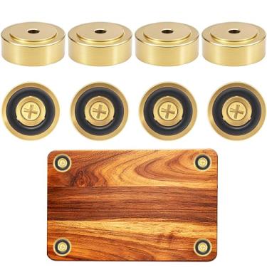 Imagem de Pacote com 8 pés de tábua de corte de latão com almofadas antiderrapantes, pés de borracha para tábua de corte, pés de borracha de 3,5 cm de latão sólido (8, 3 cm)