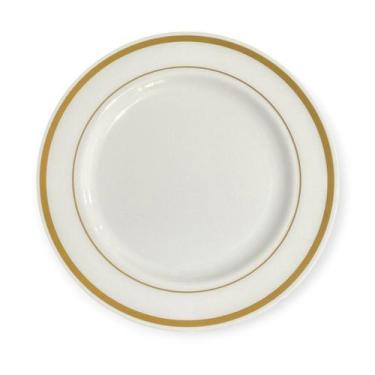 Imagem de Combo 15 Pratos Acrílico Luxo Dourado Sobremesa 18cm Festa - 15882E589