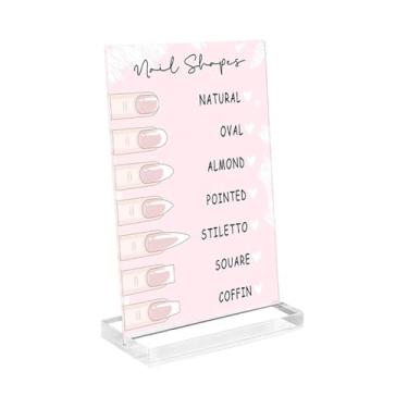 Imagem de harayaa Painel de acrílico de 2 mm para exibição de nail art, elegante e versátil, com base para fotos. Ideal para decorar seu ateliê de unhas, Luz Rosa