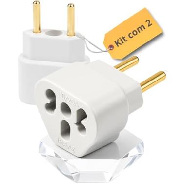 Imagem de Kit com 02 Adaptadores de Tomada 10A e 20A Bivolt - Adaptador para Chapinhas, Secador de Cabelo, Ferro de Passar, Airfryer- Plugue Seguro para Eletrodomésticos e Eletrônicos até 250V