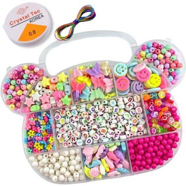 Imagem de Kit Maleta de Miçangas Infantil Menina P/ Montar Pulseiras Pronta Entr
