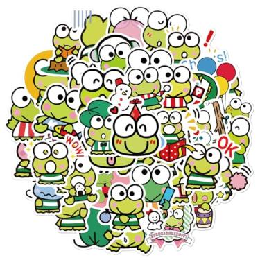 Imagem de Adesivos Keroppi para garrafas de água 50 peças adesivos bonitos, à prova d'água, bonitos e modernos, adequados para copos, telefones, bicicletas, guitarras, malas, piano, skate.