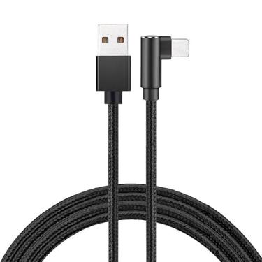 Imagem de Carregador rápido para iPhone, USB de 90 graus, carregador rápido trançado de nylon, cabo de transferência de dados de alta velocidade para iPhone 14/13/12/11 Pro Max/XS MAX/XR/XS/iPad, preto