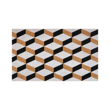Imagem de Capacho De Poa Fibra De Coco Geometrico 75x45cm - Uzoo Capacho Fibra De Coco Rt 75x45cm Geometrico