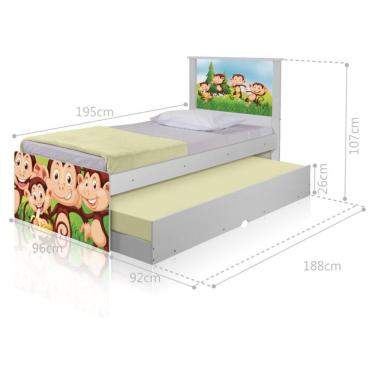 Imagem de Bicama Juvenil Adesivada Safari Macaquinhos com Colchões