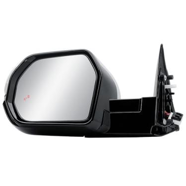 Imagem de Espelho de porta do lado esquerdo do motorista aquecido com luz de seta de vidro BLIS e tampa traseira cromada dobrável Menory Power para Toyota Tundra 2022-2025