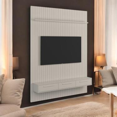 Imagem de Conj. Painel Frisado Oslo Off White + Bancada Bali 1.9 Off White Lukaliam