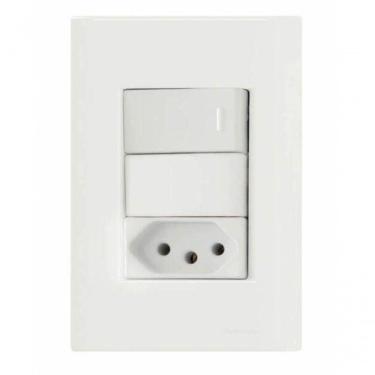 Imagem de Conjunto 4x2 1 Interruptor Simples 10 A 250 V 1 Tomada 2p+t 20 A 250 V Tramontina Giz