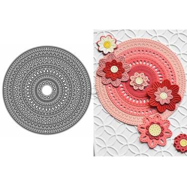 Imagem de DzIxY Conjunto de moldes de corte de metal de renda vazada circular para fazer cartões, conjunto de recortes de papel, estêncil, suprimentos, modelos de máquina