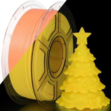 Imagem de iSANMATE Filamento de impressora 3D laranja brilhante, filamento que brilha no escuro, filamento PLA 1,75 mm, ideal para decorações de Halloween, Natal e outono de abóbora, 1 kg/carretel