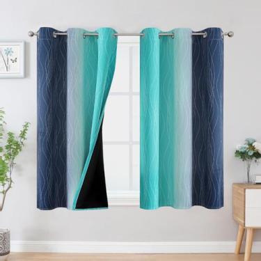 Imagem de Cortina Estelar Textiler Ombre Azul Marinho Teal 107x137 cm
