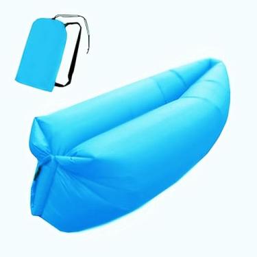 Imagem de Sofá Inflável sem Bomba - Sofá de Ar para Praia e Camping com 200kg Capacidade - Inclui Mochila(Azul)