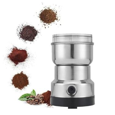 Imagem de Moedor Elétrico de Grãos, Triturador em Aço Inoxidável para Café, Cereais, Temperos e Amendoins, 17cm x 10.5cm, 110V, 4 Lâminas