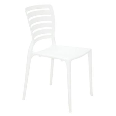 Imagem de Cadeira Sfia Branca Sem Braços Encosto Vazado Horizontal Em Polipropileno E Fibra De Vid