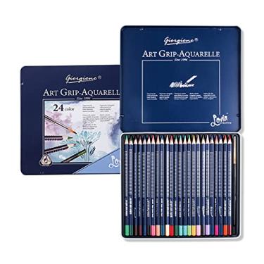 Imagem de Conjunto Profissional de Lápis Água Solúveis com Pincel em Caixa Metal Cor para Materiais Arte Estudantes Escola Adultos e Artistas Desenho Esboço Pintura Livros Colorir