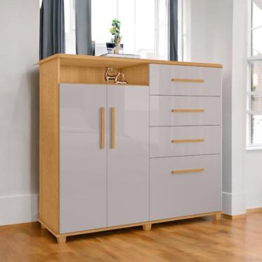Imagem de Cômoda 04 Gavetas e 02 Portas Helena Naturalle e Off White