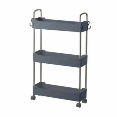 Imagem de Prateleira Multiuso 3 Andares Com Rodinhas Cinza - Globalmix
