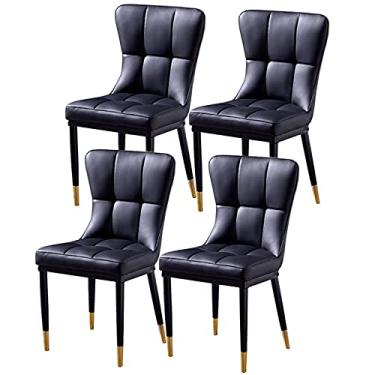Imagem de Cadeira de jantar, cozinha, sala de jantar, móveis, cadeiras de jantar, conjunto de 4, cadeiras laterais modernas para sala de estar com almofada de poliuretano e pernas de metal, cadeiras de cozinha