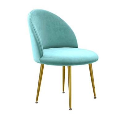 Imagem de Cadeira de jantar, cozinha, sala de jantar, móveis, cadeiras de veludo com pernas de metal, assento e encostos de veludo, cozinha, sala de estar, espreguiçadeiras, balcão, (cor: azul lago)