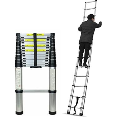 Imagem de OKUOKA Escada de extensão telescópica de alumínio 8 m/7 m/6,2 m/5 m/4 m/3,8 m/3,2 m/2 m/1 m, escadas telescópicas para uso interno externo no telhado da casa, RV no sótão, carga de 150 kg (tamanho