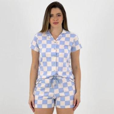 Imagem de Pijama Lua Encantada Americano Xadrez Manga Curta com Shorts Feminino-Feminino