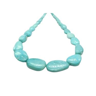 Imagem de Lady Works Fio de pedra natural turquesa Arizona de 33 cm, contas lisas de 8 x 10 a 16 x 18 mm para fazer joias DIY | Beads_01943