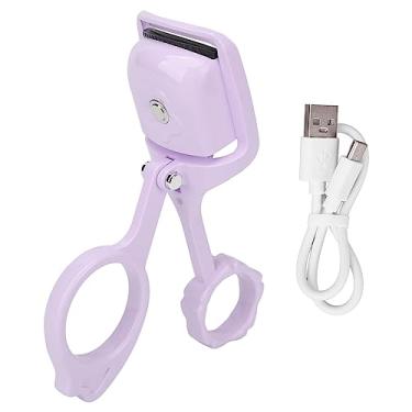 Imagem de Modelador de cílios aquecido Modelador de cílios elétrico USB recarregável com 3 engrenagens Controle de temperatura Tipo C Carregamento Ondulação permanente para mulheres Meninas (Roxa)
