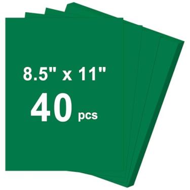 Imagem de Cartolina de 40 folhas, 8,5 x 11, cartão verde escuro de 29,5 kg, papel de construção, papel grosso de 180 g/m² para impressão, pintura, confecção de cartões, material escolar infantil, decorações de