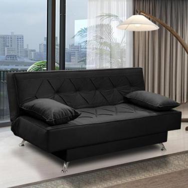 Imagem de sofá cama 1,80m Isa Suede Preto Adonai Estofados
