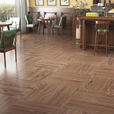 Imagem de ReWallpaper Azulejos de vinil descascar e colar azulejo 30,5 x 30,5 cm madeira marrom impermeável fácil corte em azulejo para porão corredor cozinha quarto quarto grande aluguel casa renovação de casa