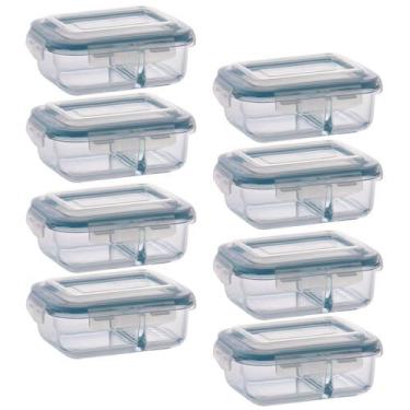 Imagem de Conjunto Com 8 Potes 640ml Divisória Hermético Marmita - QUALITY HOUSE