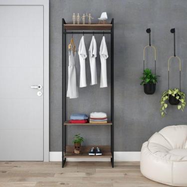 Imagem de Estante Closet Arara Industrial 3 Prateleiras 187x60cm Dynamica Yescas