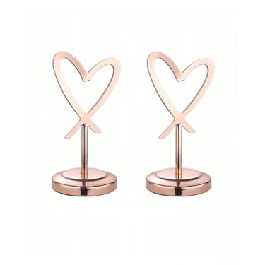 Imagem de SEEK RARE Porta-cartões de mesa com 2 peças, porta-cartões de 10 cm, para festa de casamento, restaurante, ouro rosa