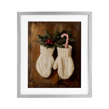 Imagem de Stupell Industries "Warm Woolen Mittens", impressão emoldurada sob vidro, cinza, 13 x 16