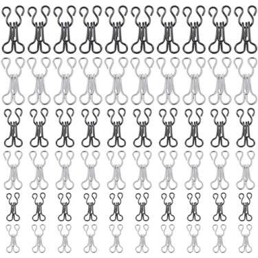 Imagem de Yuomeaz 54 ganchos e olhais de costura, ganchos de sutiã de metal preto prateado, ganchos e fixadores de olhos para roupas, vestidos, artesanato (12,5/14/17 mm)