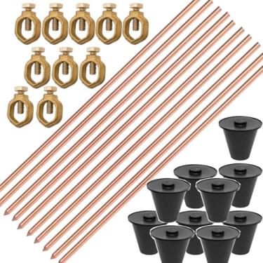 Imagem de KIT 10 HASTE ATERRAMENTO COBRE - 1/2 X 1,20MTS 10MM + 10 CONECTOR