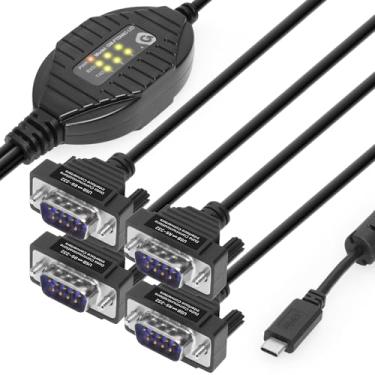 Imagem de Gearmo 4 portas USB tipo C para adaptador serial com LED Rx/TX por porta