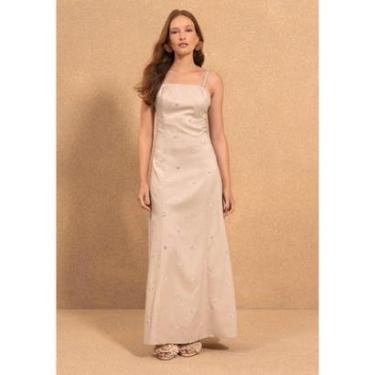 Imagem de Vestido Longo De Alças Removíveis Em Tecido Bordado-Feminino