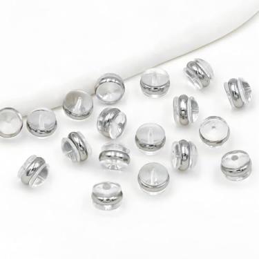 Imagem de Costas de brinco de silicone, suporte de brinco hipoalergênico em forma de hambúrguer, almofadas traseiras de segurança de orelha transparentes e macias para substituição de rolha de embreagem para