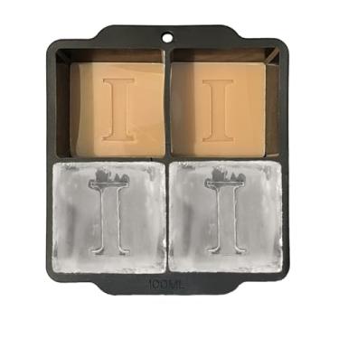 Imagem de Molde de cubos de gelo com monograma com tampa, bandeja de gelo de uísque de 5 cm, molde de cubo de gelo de coquetel, monograma de casamento, presente de agradecimento, presentes para o pai (letra I)