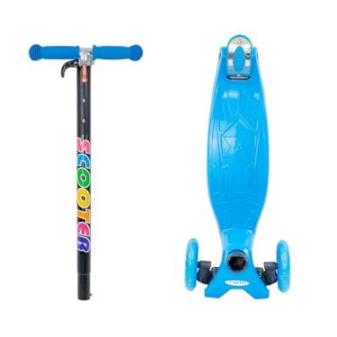 Imagem de Patinete Infantil Regulável 3 Rodas com LED, Guidão Ajustável em Alumínio, Rodas de Silicone, Suporta até 60kg, 85x55x22cm