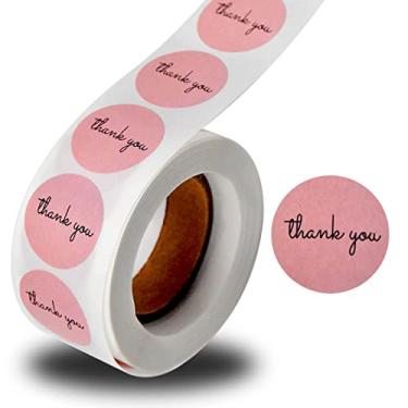 Imagem de 500 peças de etiquetas adesivas redondas, adesivos adesivos de 2,5 cm, rolo autoadesivo para decoração de envelope de embrulho de presente para scrapbook (rosa)