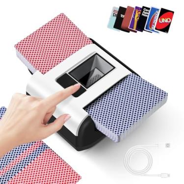 Imagem de CARDSPIN Baralhador de cartas profissional 2 baralhos - 2000 mAh recarregável, baixo ruído, máquina elétrica portátil para pôquer, jogo de cartas UNO, Skip-Bo, jogo de cartas Five Crowns, Texas