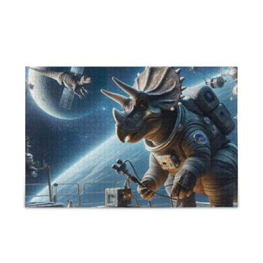 Imagem de 1000 Piece Astronaut Dinosaurs Jigsaw Puzzle Wood and Paper Material, Puzzles for Adults