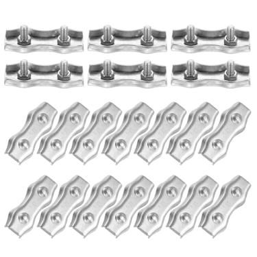 Imagem de PATIKIL 20 peças de clipes de corda de fio M5, clipes de corda de fio duplex de aço inoxidável 304 braçadeira de cabo de parafuso duplo para corda de 3/32" (4 mm) de diâmetro para cordões, varal de