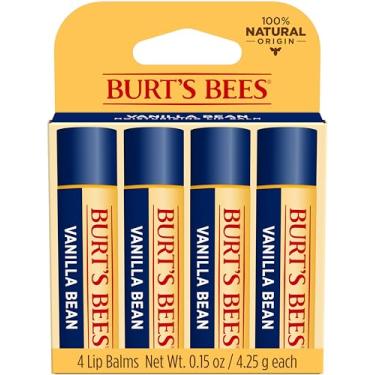 Imagem de Burt's Bees Bálsamo labial hidratante 100% natural, fava de baunilha - 4 tubos