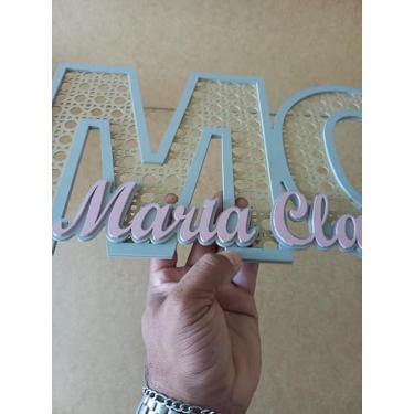Imagem de Iniciais Personalizadas em MDF 6mm com Recorte Palha Indiana, Decoração com Nome Simples ou Composto