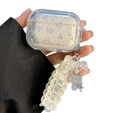 Imagem de Capa de fone de ouvido compatível com Airpods 4, linda e elegante, estampa floral feminina com chaveiro para mulheres e meninas, capa protetora de TPU macio à prova de choque para AirPods 4ª geração